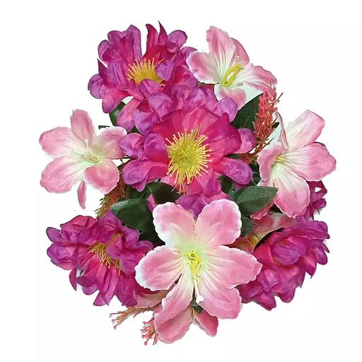 Букет георгины с колокольчиками 12 голов (2 вида 6+6) 36см 444-568+208 фото 4