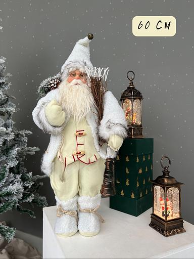 Фигура новогодняя «Дед Мороз большой», 60 см, бело-бежевый с фонарем Опт фото 1