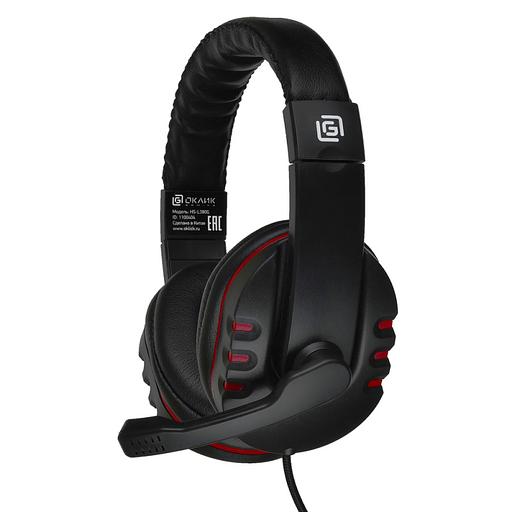 Наушники с микрофоном Оклик HS-L380G ABBADON черный/красный 1.8м мониторные оголовье (JD-032) фото 1
