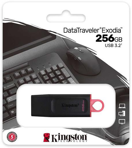 Флеш Диск Kingston 256Gb DataTraveler Exodia DTX/256GB USB3.1 черный/красный фото 3