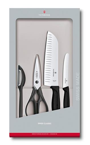 Набор ножей кухон. Victorinox Swiss Classic Kitchen (6.7133.4G) компл.:4шт черный подар.коробка фото 1
