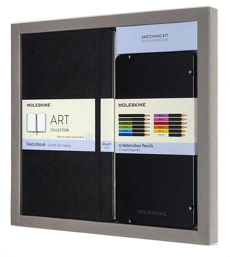 Набор Moleskine Art Collection Sketching блокнот для рисования/акварельные карандаши Large нелинованный черный фото 1