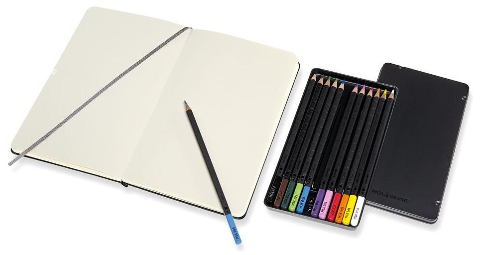 Набор Moleskine Art Collection Sketching блокнот для рисования/акварельные карандаши Large нелинованный черный фото 2