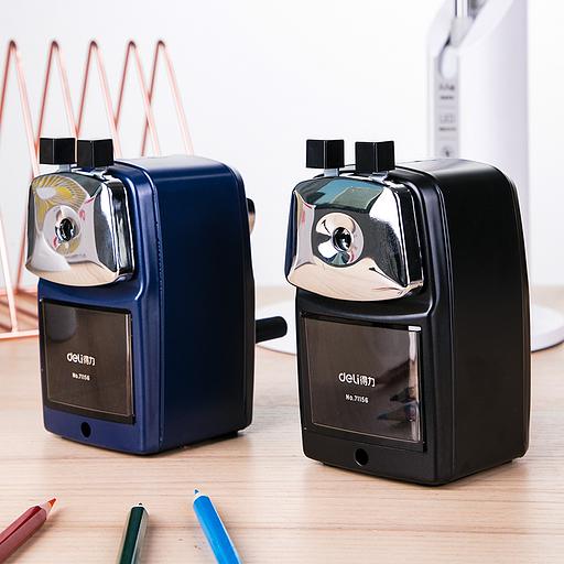 Точилка для карандашей механическая Deli 71156BLACK 1 отверстие металл черный фото 5