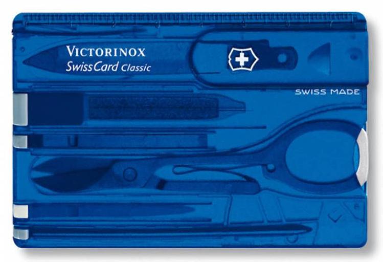 Швейцарская карта Victorinox SwissCard Classic (0.7122.T2) синий полупрозрачный коробка подарочная фото 1