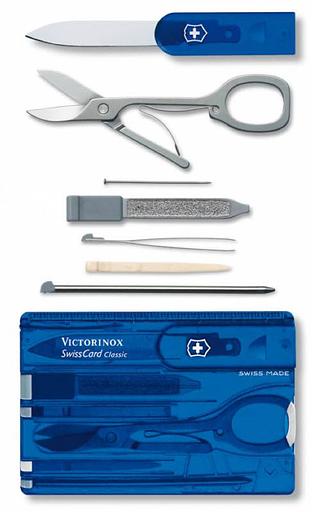 Швейцарская карта Victorinox SwissCard Classic (0.7122.T2) синий полупрозрачный коробка подарочная фото 2