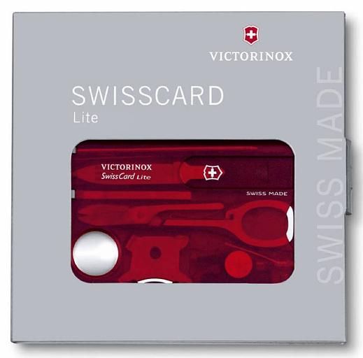 Швейцарская карта Victorinox SwissCard Lite (0.7300.T) красный полупрозрачный коробка подарочная фото 3