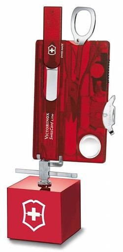Швейцарская карта Victorinox SwissCard Classic (0.7100.T) красный полупрозрачный коробка подарочная фото 2