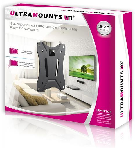 Кронштейн для телевизора Ultramounts UM 810F черный 13"-27" макс.25кг настенный фиксированный фото 2