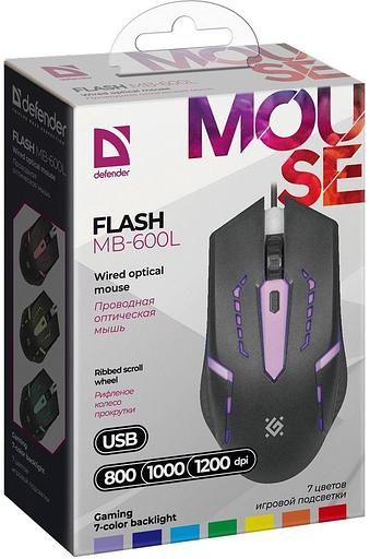 Мышь Defender Flash MB-600L черный оптическая (1200dpi) USB (3but) фото 8