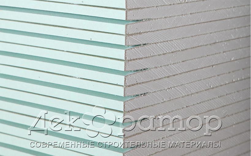 Гипсокартон влагостойкий (ГКЛВ) "Декоратор" 2500*1200*9,5 мм фото 1