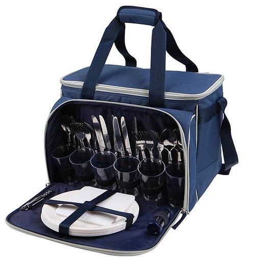 Сумка-холодильник с набором посуды для пикника на 6 персон «Арктика» синий фото 2