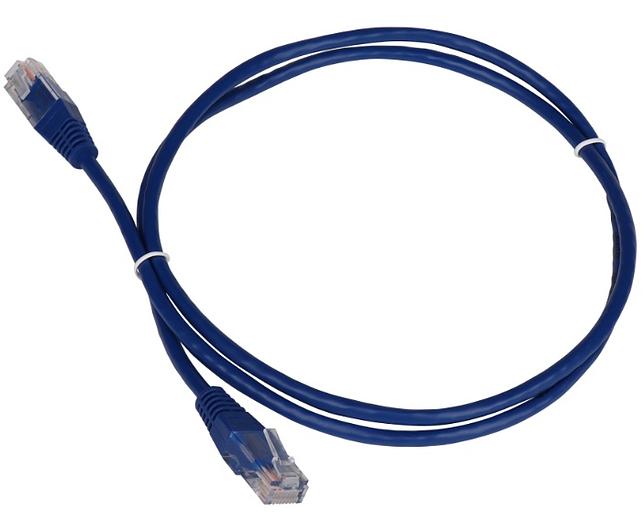 Патч-корд TWT UTP кат.5e, с заливными колпачками, 0.15 м, синий (TWT-45-45-0.15-BL) фото 1