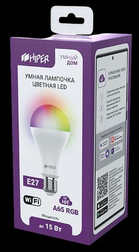Умная цветная LED лампочка HIPER IoT A65 RGB (IoT A65 RGB) фото 3