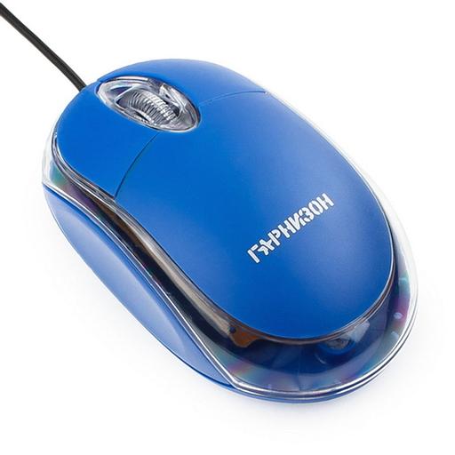 Мышь Гарнизон GM-100B, USB, чип- Х, синий, 1000 DPI, 2кн.+колесо-кнопка фото 2