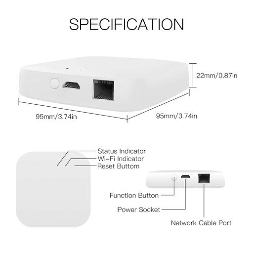 Bluetooth Шлюз MOES Multi-mode Gateway MHUB, LAN & Wi-Fi 2.4GHz, Wi-Fi 2.4GHz & ZigBee & BLE & Mesh, USB, белый фото 7