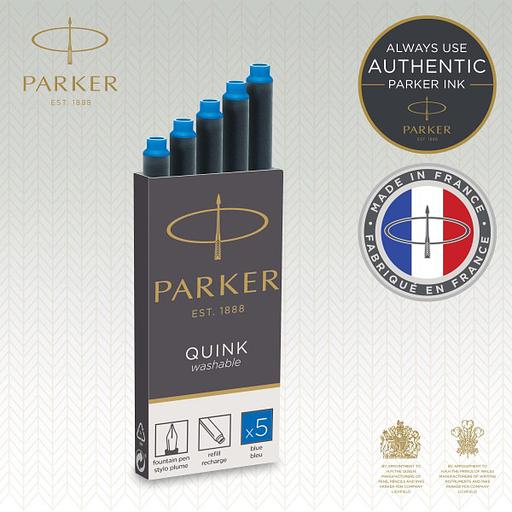 Картридж Parker Quink Z11 (CW1950383) синие чернила смывающиеся для ручек перьевых (5шт) фото 2