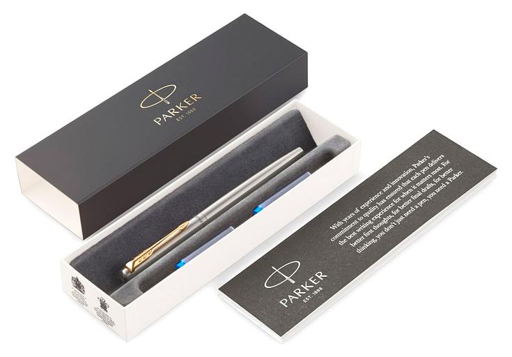 Ручка перьев. Parker Jotter Core F691 (CW2030948) Stainless Steel GT M сталь нержавеющая кор.карт. фото 4