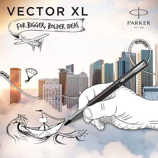 Ручка роллер Parker Vector XL (CW2159774) Black CT F черн. черн. подар.кор. фото 4
