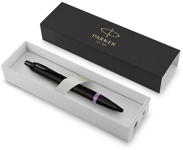 Ручка шариков. Parker IM Vibrant Rings K315 (CW2172951) Amethyst Purple PVD M син. черн. подар.кор. фото 4