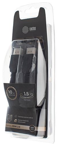 Кабель аудио-видео Cactus CS-HDMI.2-1.5 HDMI (m)/HDMI (m) 1.5м. Позолоченные контакты черный фото 3