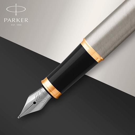 Ручка перьев. Parker IM Core F321 (CW1931649) Brushed Metal GT F сталь нержавеющая подар.кор. фото 5