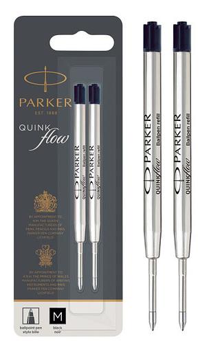 Стержень шариковый Parker QuinkFlow Z08 (CW1950372) M 1мм черные чернила блистер (2шт) фото 1
