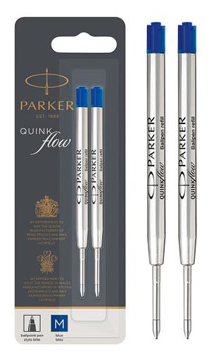 Стержень шариковый Parker QuinkFlow Z08 (CW1950373) M 1мм синие чернила блистер (2шт) фото 1