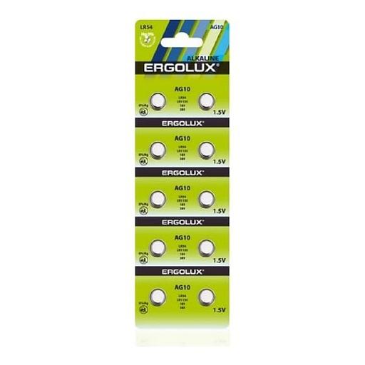 Ergolux AG10 BL-10 (AG10-BP10, LR54 /LR1130 /189 /389 батарейка для часов)(10 шт. в уп-ке) фото 1