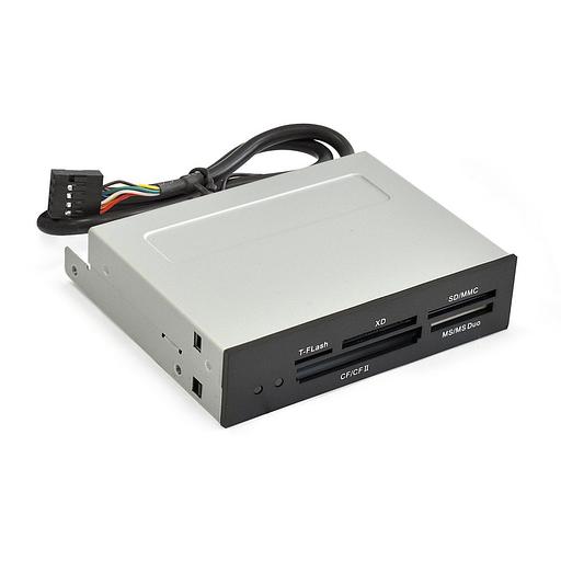 Exegate EX283581RUS Картридер USB2.0 ExeGate 3.5", мультиформатный: CF/SD/MMC/MS/MS Duo/MS pro/T flash, черный, металл фото 1