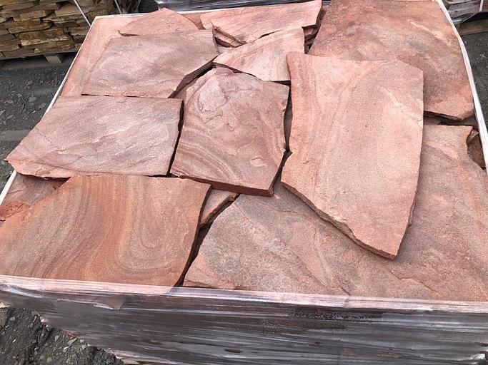 Песчаник плитняк Красный ясень /м2 (50 мм) фото 1