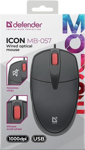 Мышка USB OPTICAL MB-057 BLACK 52057 ICON DEFENDER фото 5