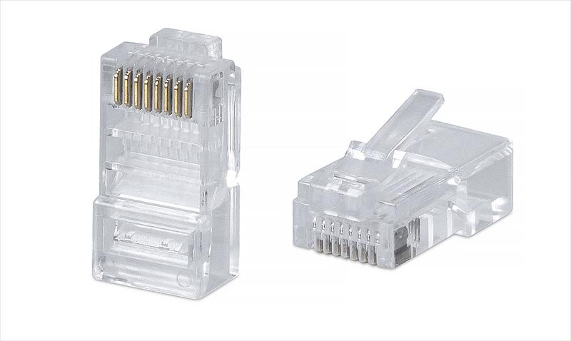 Коннектор rj-45 под витую пару, категория 5e, универсальный Cabeus 8P8C Коннектор RJ-45 под витую пару, категория 5e, универсальный (для одножильного и многожильного кабеля) для проводников с толщиной по изоляции до 1,05 мм (8P8C-FC) фото 1