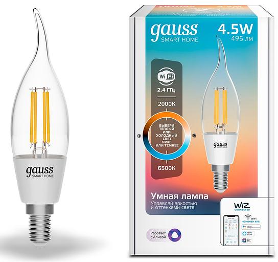 Умная лампа Gauss IoT Smart Home E14 4.5Вт 495lm Wi-Fi (упак.:1шт) (1280112) фото 1