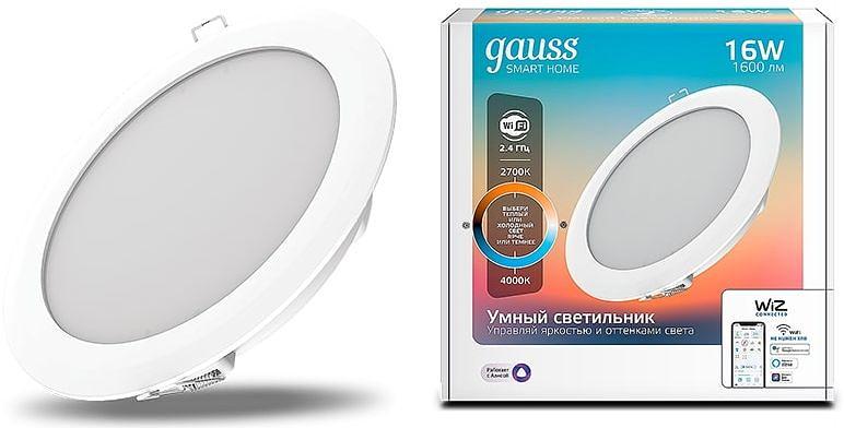 Умный светильник Gauss IoT Smart Home потолоч. белый (2040122) фото 1