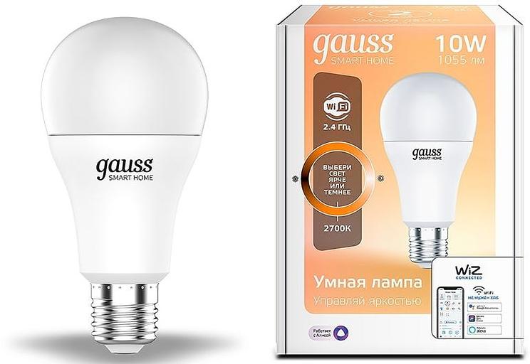Умная лампа Gauss IoT Smart Home E27 10Вт 1055lm Wi-Fi (упак.:1шт) (1070112) фото 1