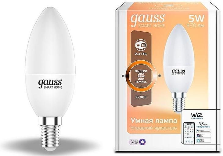 Умная лампа Gauss IoT Smart Home E14 5Вт 470lm Wi-Fi (упак.:1шт) (1100112) фото 1