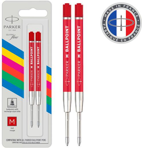 Стержень шариковый Parker QuinkFlow Basic Z09 (CW2166545) M 1мм красные чернила блистер (2шт) фото 1