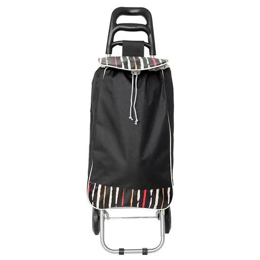 Сумка-тележка с металлическими колесами и пластиковой ручкой чёрная 221-1 опт фото 1