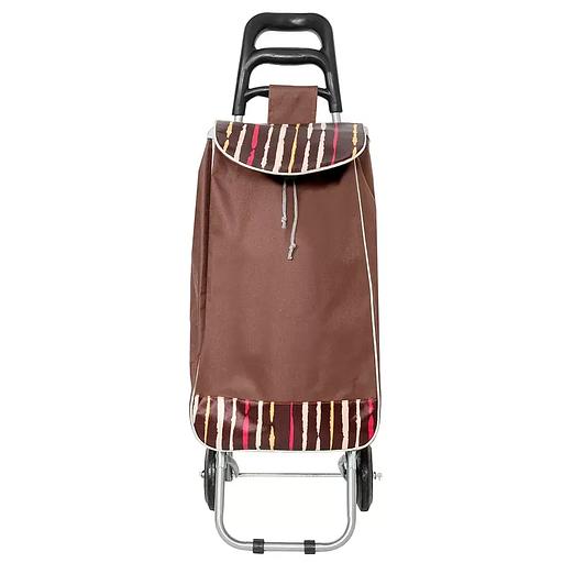 Сумка-тележка с металлическими колесами и пластиковой ручкой коричневая 221-1 опт фото 1