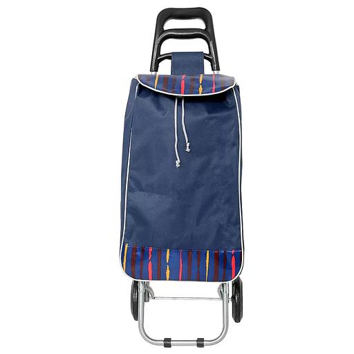 Сумка-тележка с металлическими колесами и пластиковой ручкой синяя 221-1 опт фото 1