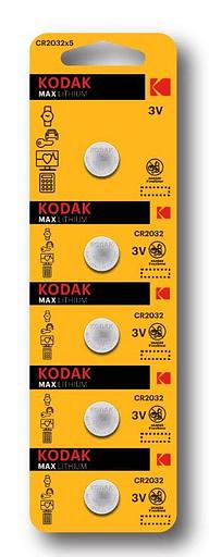 Батарейка Kodak CR2032-5BL MAX Lithium (60/360/69120) KODAK Б0018717 фото 1