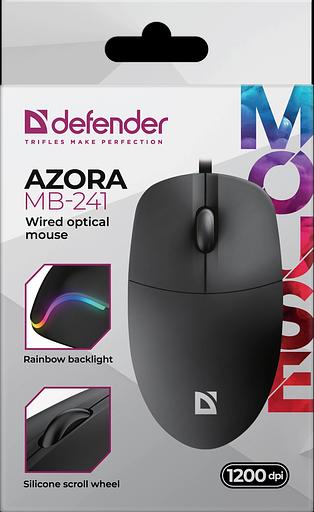 Defender Проводная оптическая мышь Azora MB-241 черн,3D,1200dpi,1,8м Defender 52241 фото 4