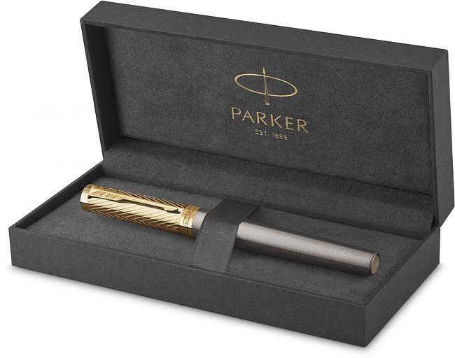 Ручка перьев. Parker Pioneers Ingenuity F571 (2200949) Arrow GT F сталь нержавеющая/позолота подар.кор. фото 2