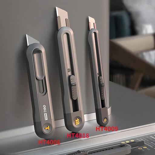 Нож Deli Технический нож "Home Series Black" Deli HT4008 Т-образное лезвие с механизмом автоматического возврата, эксклюзивный дизайн, корпус из высококачественного софттач пластика фото 3