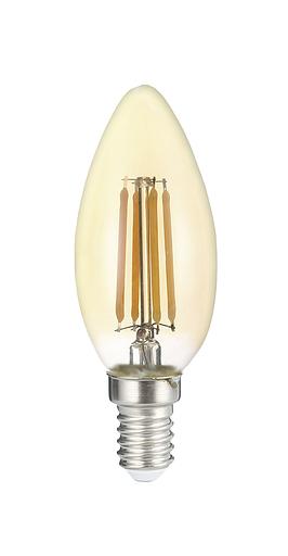 Лампа сетодиодная декоративная LED 6w E14 4000K свеча золотая филамент 230/50 Jazzway фото 1