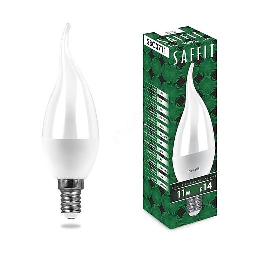 Лампа светодиодная LED 11вт Е14 белый матовая свеча на ветру фото 1