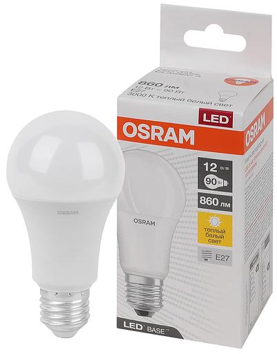 Лампа светодиодная LED Base Грушевидная 12 Вт (замена 90 Вт), 860Лм, 3000К, цоколь E27 OSRAM фото 1