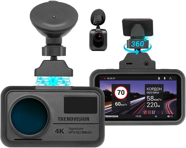 Видеорегистратор TrendVision TDR-725 Real 4K 2CH черный 8Mpix 2160x3840 2160p 170гр. GPS NT96670 фото 2