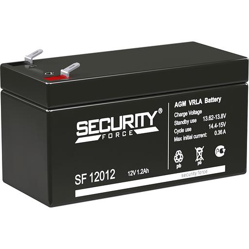Батарея SECURITY FORCE серия SF, SF 12012, напряжение 12В, емкость 1.2Ач (разряд 20 часов), макс. ток заряда 0.36А, свинцово-кислотная типа AGM, клеммы F1, ДxШxВ 97х44х52мм., кг., срок службы 3-5 лет. Delta Security Force SF 12012 (12V / 0.3Ah) фото 1